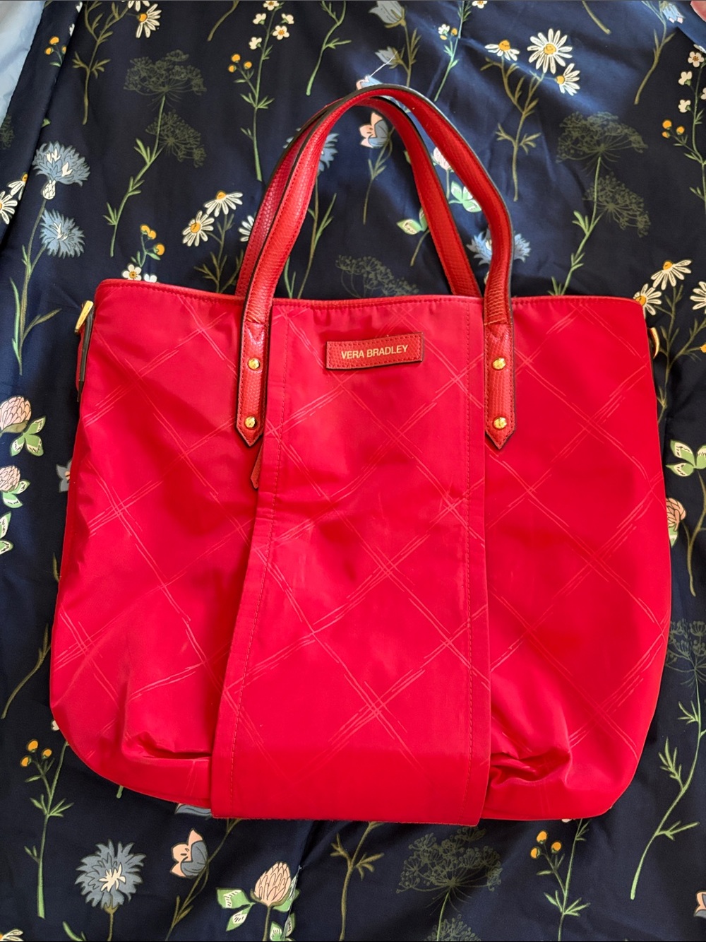 Vera Bradley Bright Red Quilted Tote